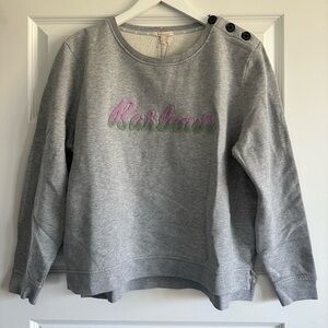 Barbour Poole Overlayer Cotton Logo Sweatshirt In Light Grey Marl NWT